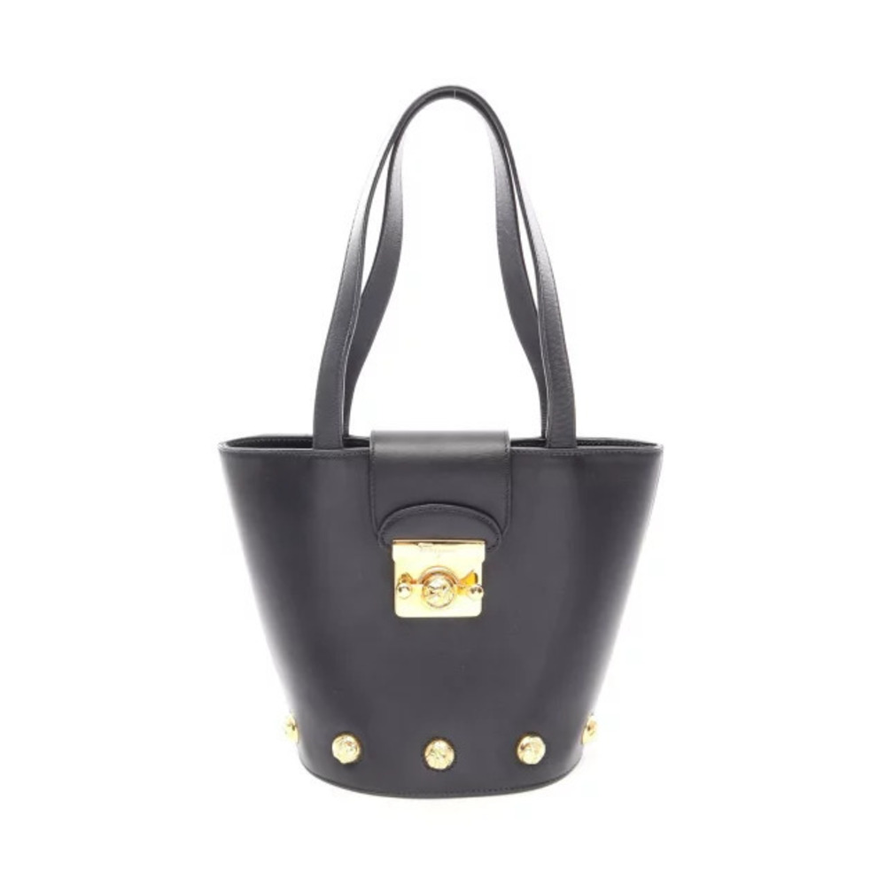 Salvatore Ferragamo Leather Handbag Heel Black